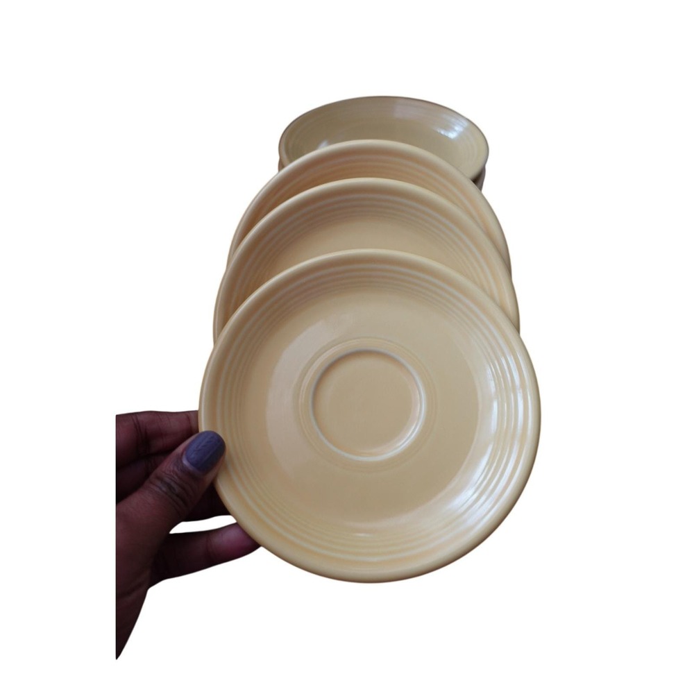 6 Homer Laughlin Fiesta Saucer Plates Canary Yellow Vintage 6 inch Set of 6 USA